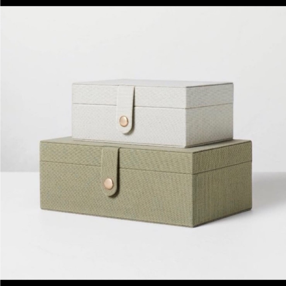 Hearth & Hand Magnolia Fabric Storage Box Set of 2/Green